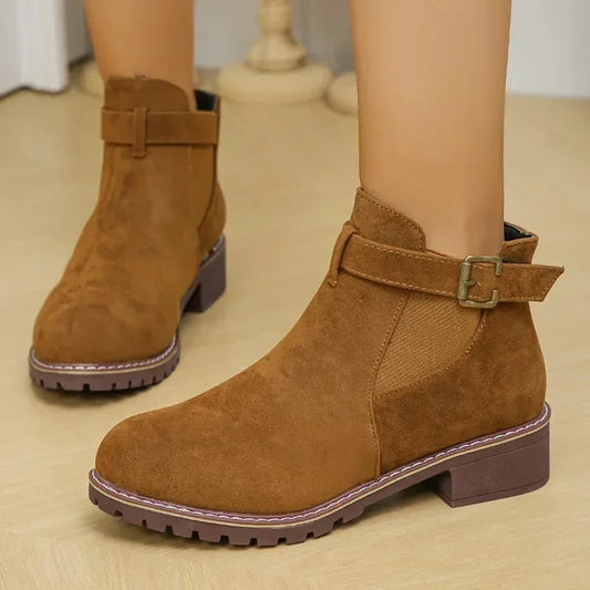 Winter Fashion Buckled Slip On Boots