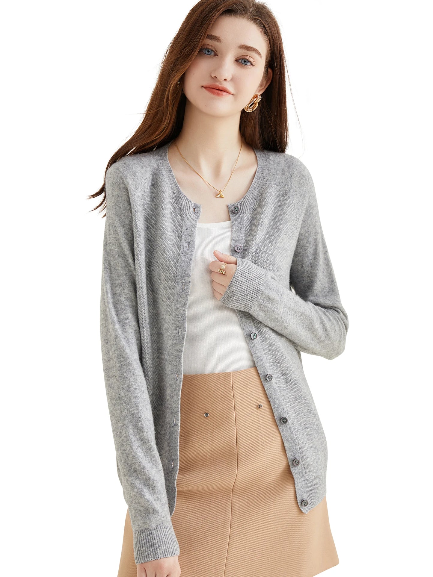 100% Merino Wool Knit Cardigan for Women – Timeless Vintage Style