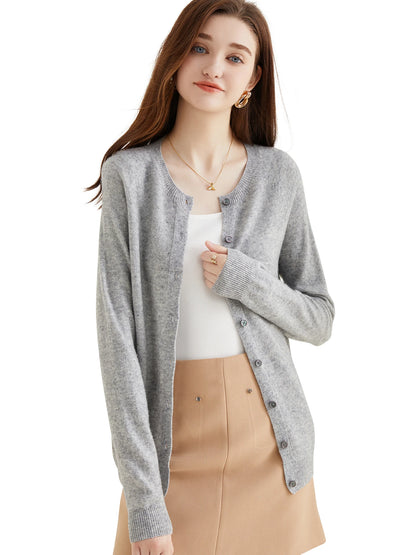 100% Merino Wool Knit Cardigan for Women – Timeless Vintage Style
