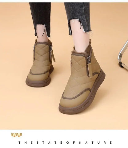 Warm Plush Inside Zipper Black Boots For Women