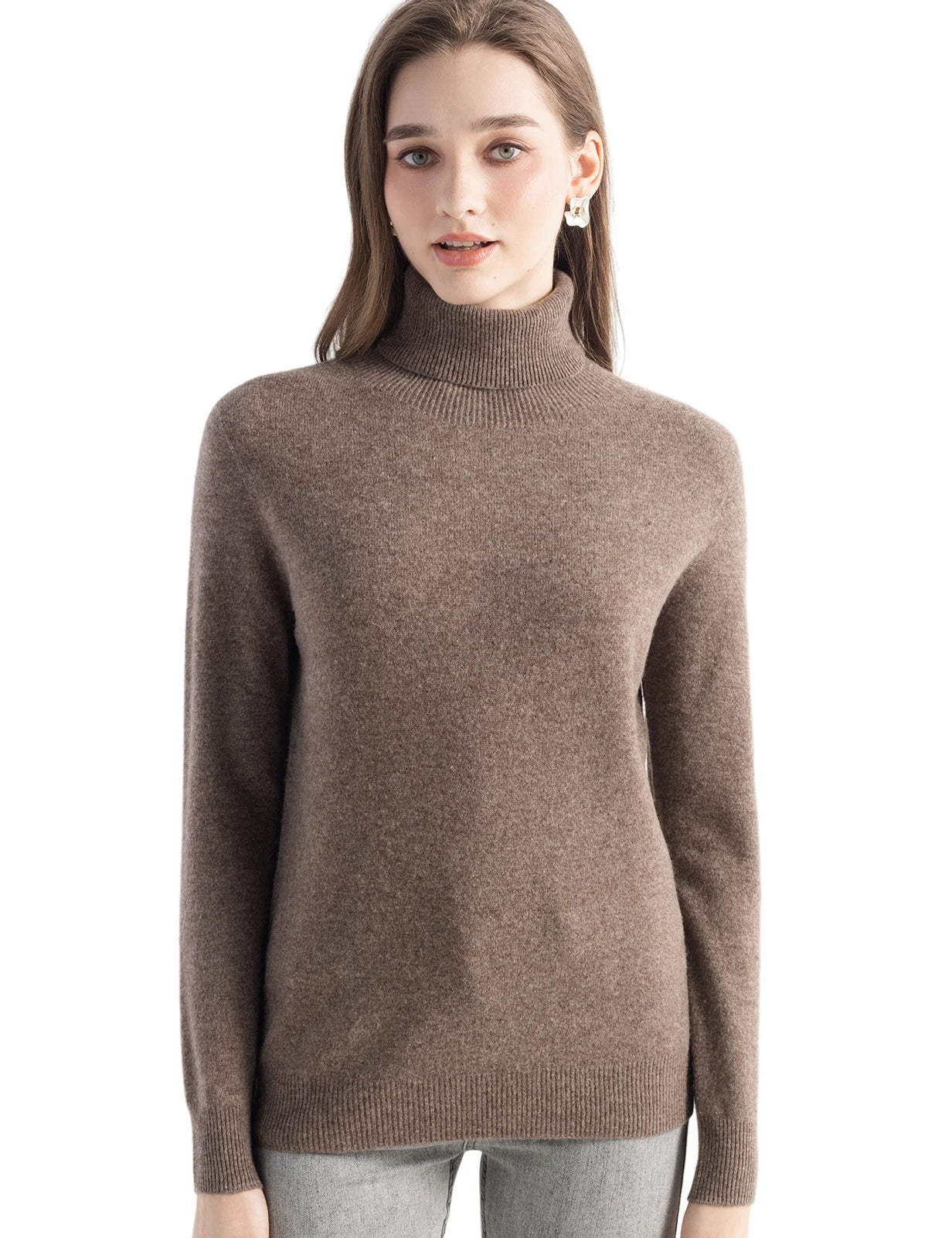 High Quality Pure Wool Turtleneck Loose Fit Sweaters For Women