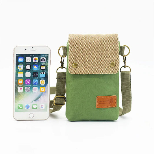 Sage Green Canvas Mini Phone Bag