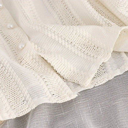 Romantic Heritage: Lace-Up Peter Pan Collar Cardigan Blouse