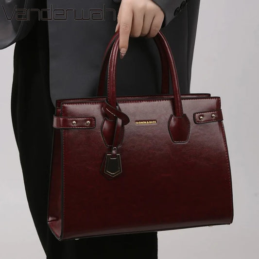 Genuine Leather Flap Cover Luxury Handbags For Women