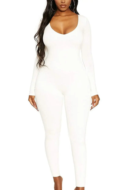 Women S Solid Black Gray Long Sleeve Skiing Jumpsuit Elastic High Fit Fashion Fitness Streetwear Slim Sport Romper