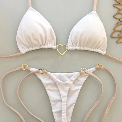 Sexy Simple Solid Women Halter Bikini Set