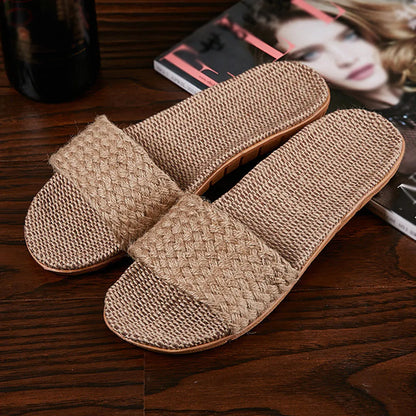 Summer Women S Flat Bow Linen Slippers Soft Non Slip Anti Odor Home Shoes
