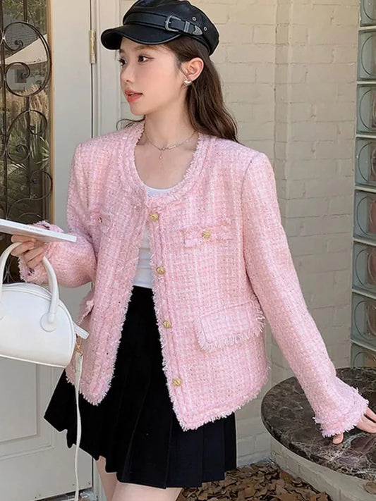 Elegant Pink Turn-Down Collar Jacket for Effortless Feminine Chic Street Style