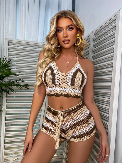 Super Creative Design Crochet Strapless Bikini Suit