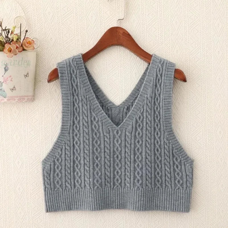 Womens Spring 2025 Rococo Revival Knitwear Set Long Sleeve Cropped Sweater Vest Korean Fashion