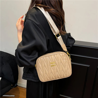 Edgy Quilted Black Leather Camera Bag