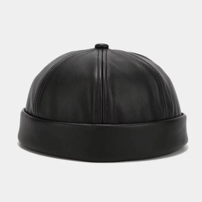 Vintage Heritage: Retro PU Leather Docker-Style Landlord Cap
