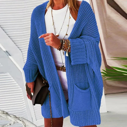 Women Sweater Midi Cardigans Autumn Winter 2025 Knitted Jackets Long Sleeve Korean Loose Hooded Coats Oversized Casual Basic New