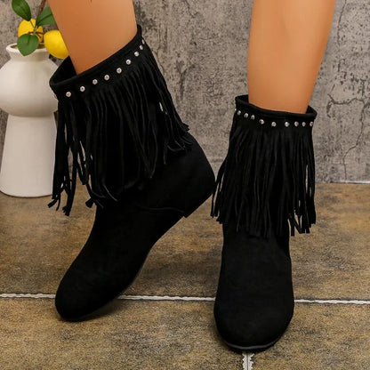 Tassel Low Heel 3 Layers Winter Women Boots