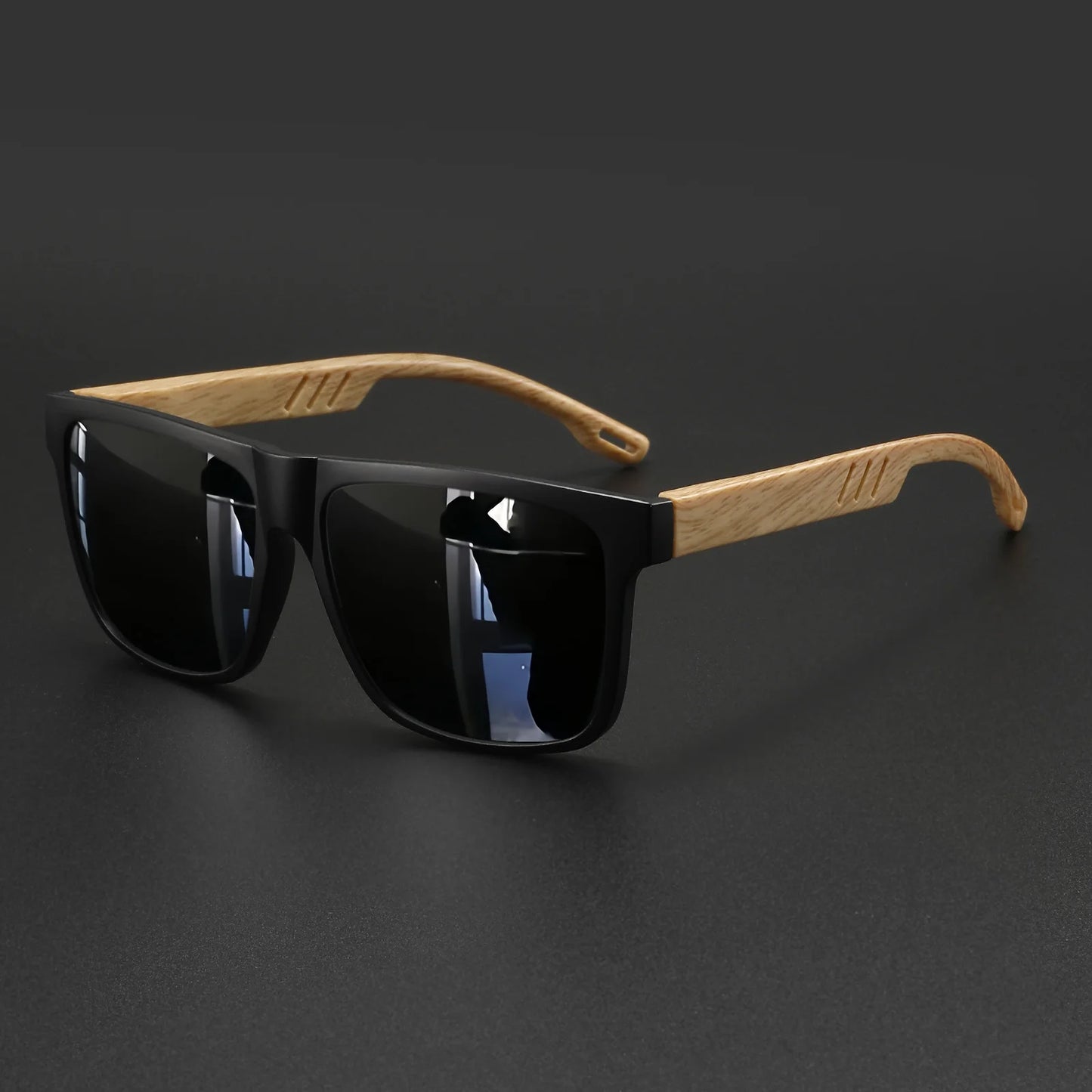 Square UV400 Sunglasses – Wood Grain Unisex Fashion Shades