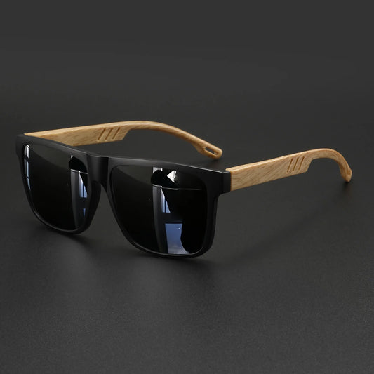 Square UV400 Sunglasses – Wood Grain Unisex Fashion Shades
