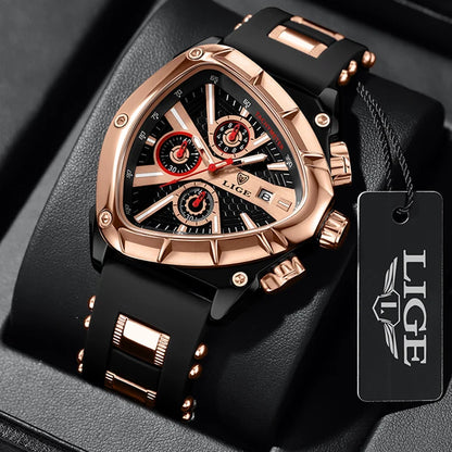 Triangle Frame Silicone Strap Luxury Quartz Men Watches