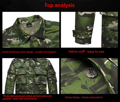 Mens Tactical 2 Piece Set Camouflage Military Hoodie Pants Combat Outdoor Training Uniform