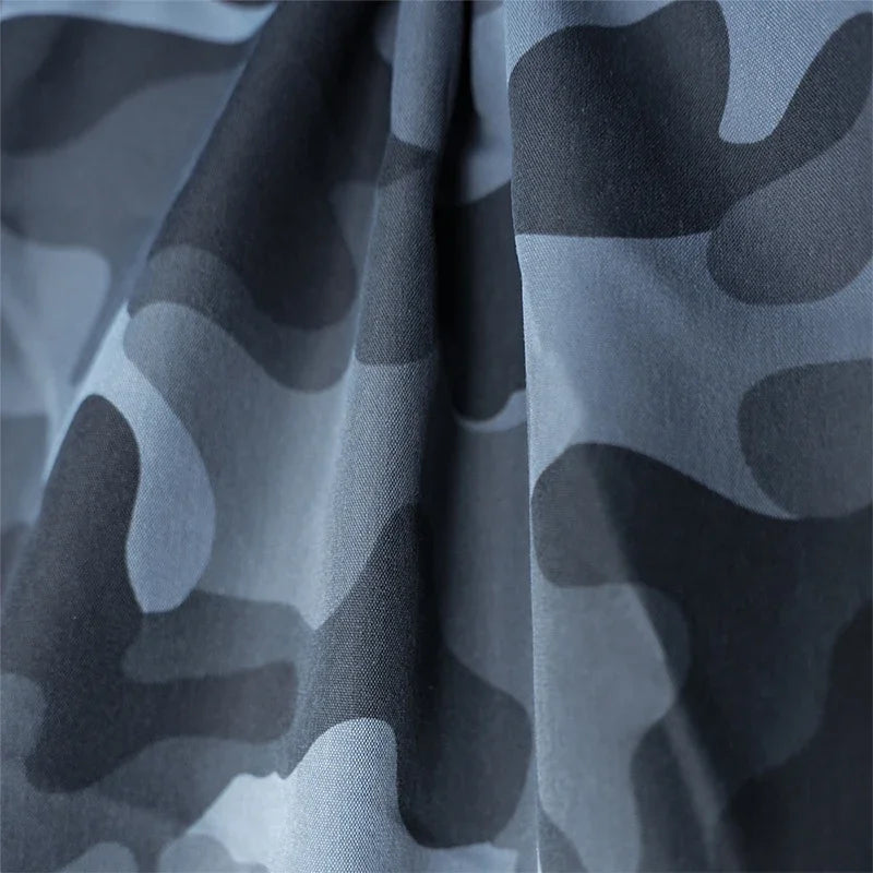 Safari Style Camouflage Printed Drawstring Men Casual Shorts