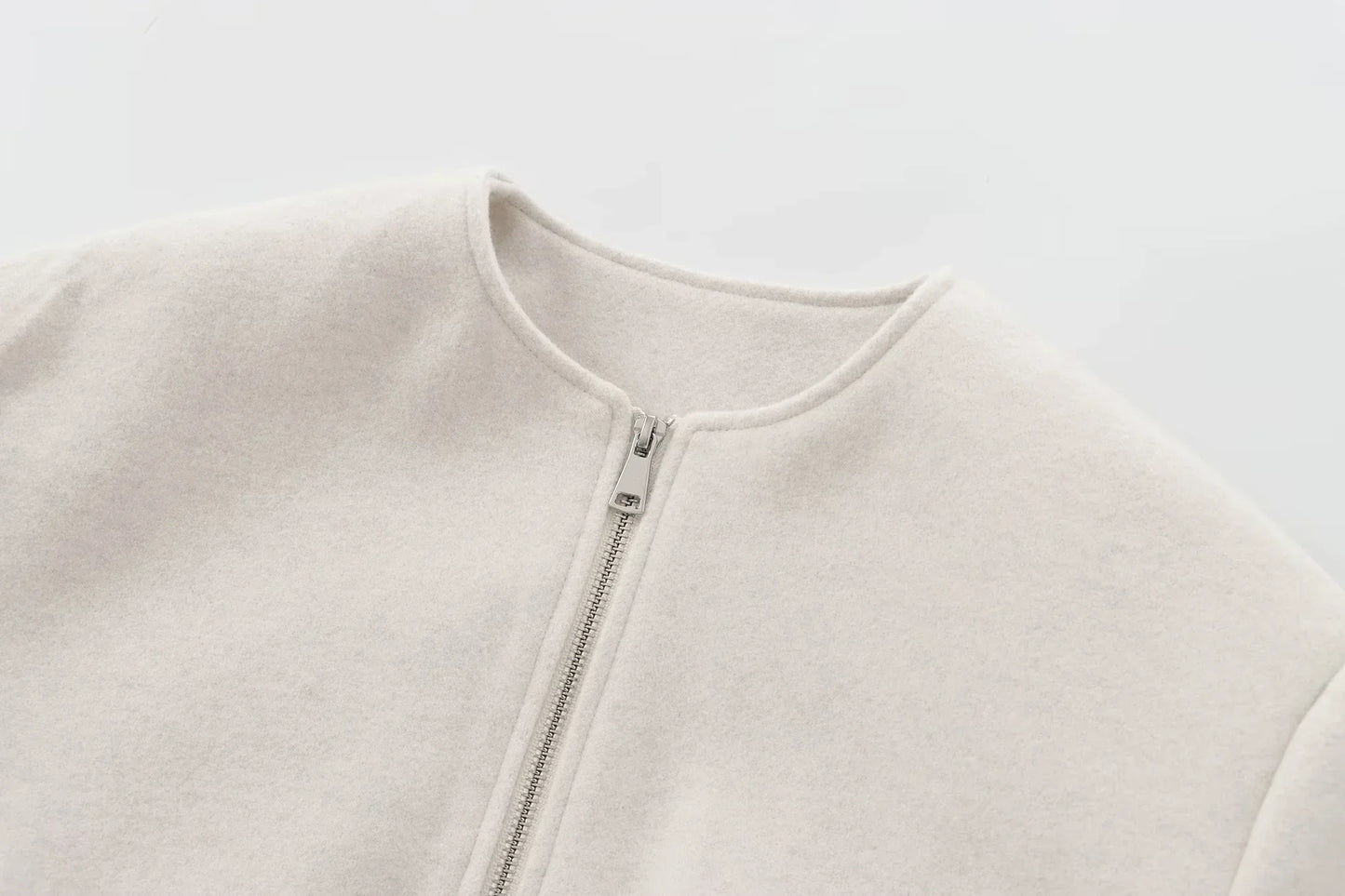 New Zero O-Neck Cropped Bomber Jacket for Women