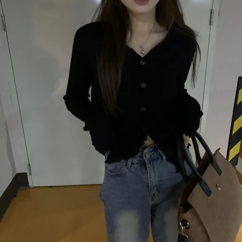 Korean Style O-Neck Knit Cardigan for Women – Autumn 2025