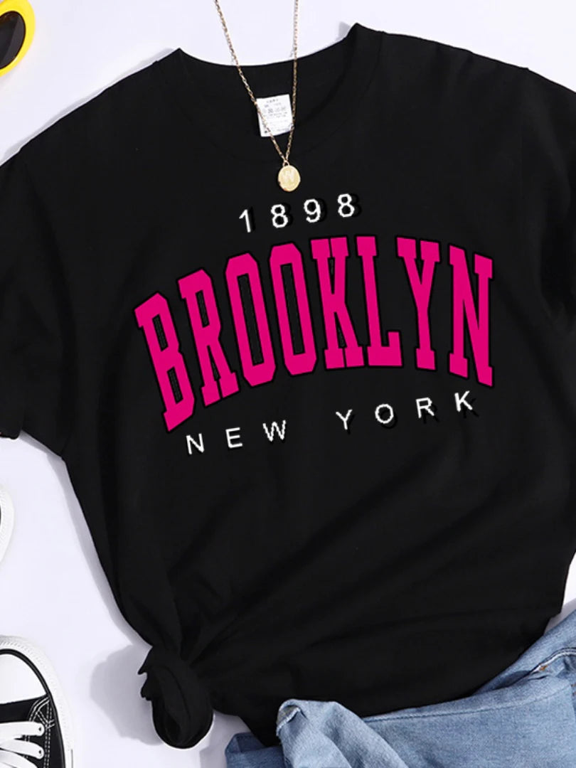 Brooklyn New York 1898 Women S Graphic T Shirt Casual Short Sleeve Print Tee For Girls Ladies Fashion Tops