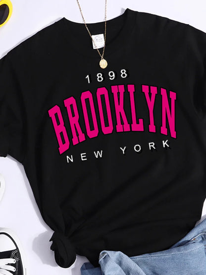 Brooklyn New York 1898 Women S Graphic T Shirt Casual Short Sleeve Print Tee For Girls Ladies Fashion Tops