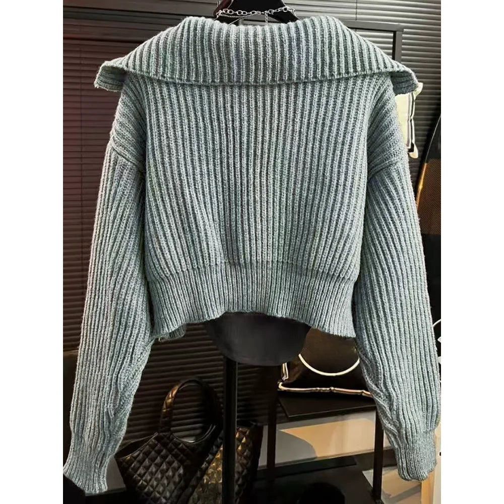 Cropped Ribbed Knit Sweater Outfit Trendy Fall Layering Aesthetic
