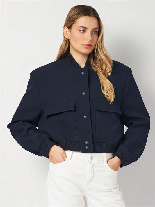 2025 Spring Autumn Womens Loose Casual Long Sleeve O Neck Jacket Patchwork Single Breasted Outerwear With Pockets