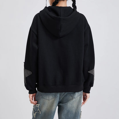 Y2k Star Patch Zip Up Hoodie Oversized Gothic Streetwear Sweatshirt For Women