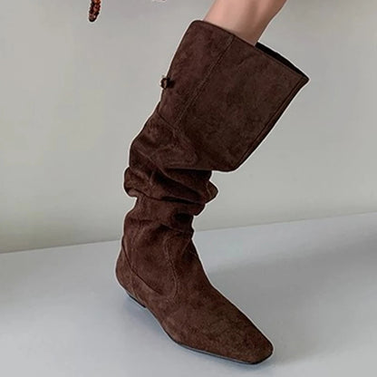 Long Knee High Suede Designer Zipper Winter Boots For Women