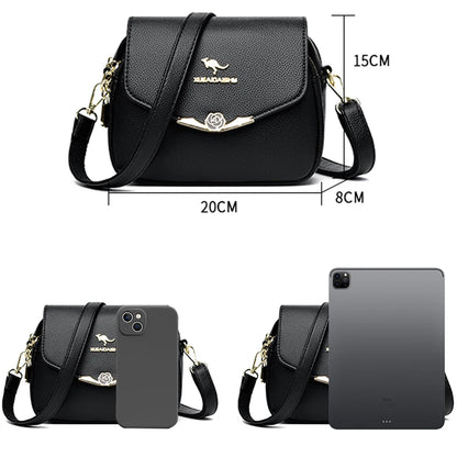 Womens Soft Leather Messenger Bag Casual Crossbody Shoulder Handbag Black Fashion Purse