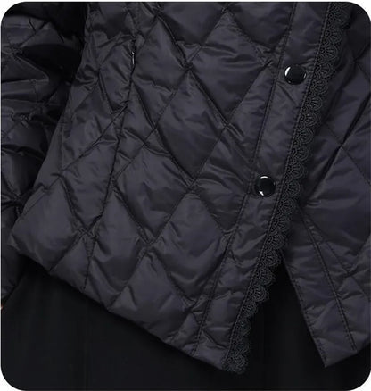 Autumn Women's Short Lace Collar Cotton-Padded Jacket: Slim and High-Grade