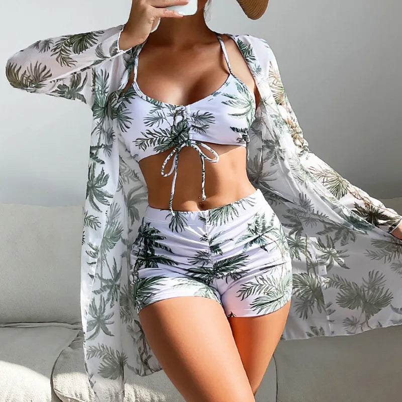 2025 Womens Camouflage Print Bikini Set Split Push Up Tankini Swimwear Two Piece Beachwear