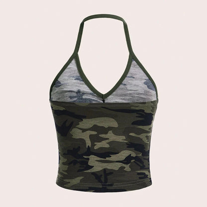 Camouflage Design Off Shoulder Women Streetwear Crop Top