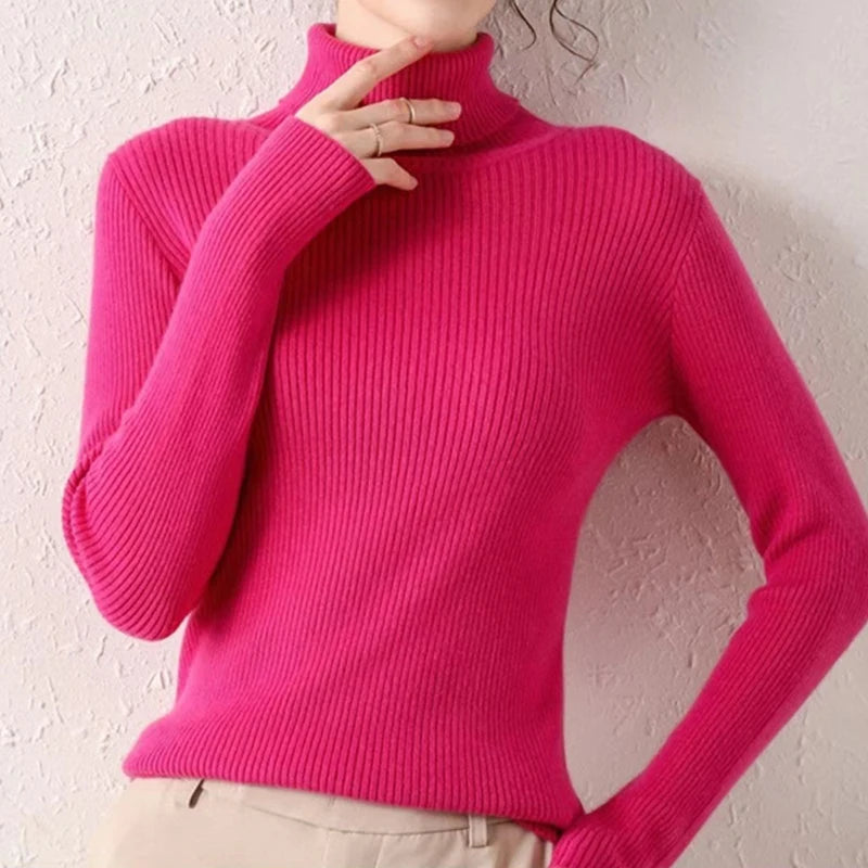 2025 Women S Fall Turtleneck Sweater Soft Knitted Cashmere Pullover Jumper Basic Autumn Winter Sweater For Women
