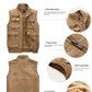 Men's Military Fleece Vest: Multi-Pocket Sleeveless Jacket for Winter Warmth in Black
