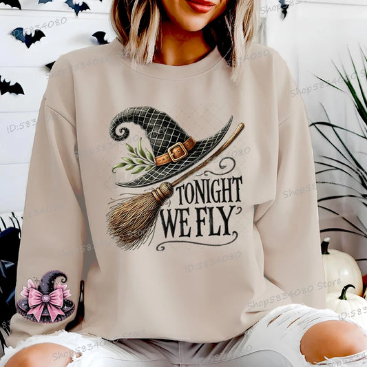 Womens Halloween Theme Skeleton Print Casual Sweatshirt