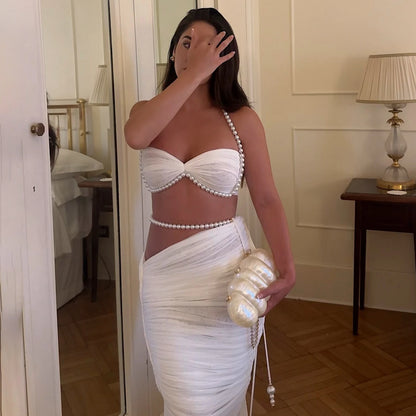 Sexy Pearl Strap Push Up Two Pieces Bikini Set