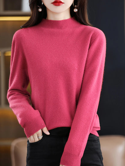 2025 Womens 100 Pure Wool Cashmere Sweater Turtleneck Pullover Loose Fit High Neck Knit Top For Autumn Winter Large Size