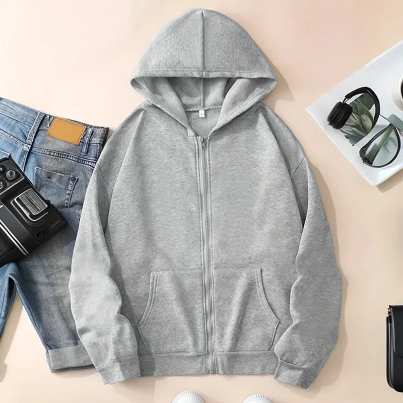 Casual Zipper Closure High Quality Women Hoodies
