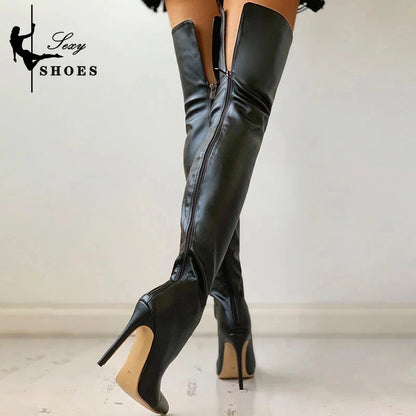 Sexy Stiletto Thigh Boots For Women Ultra High Heels Slim Leg Stretch Overknees Evening Party Shoes