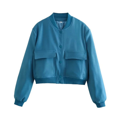 Casual Cropped Bomber Jackets For Women