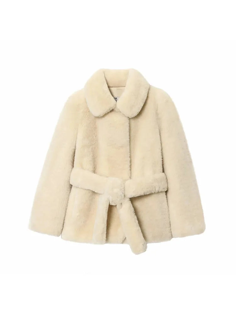 Fluffy Thick Faux Fur Overcoat For Women