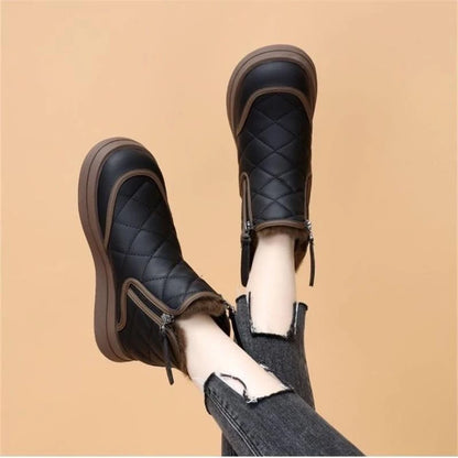 Warm Plush Inside Zipper Black Boots For Women