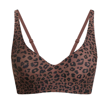 Seamless Sexy Deep V Bralette For Women Leopard Print Push Up Wireless Tank Top Lingerie