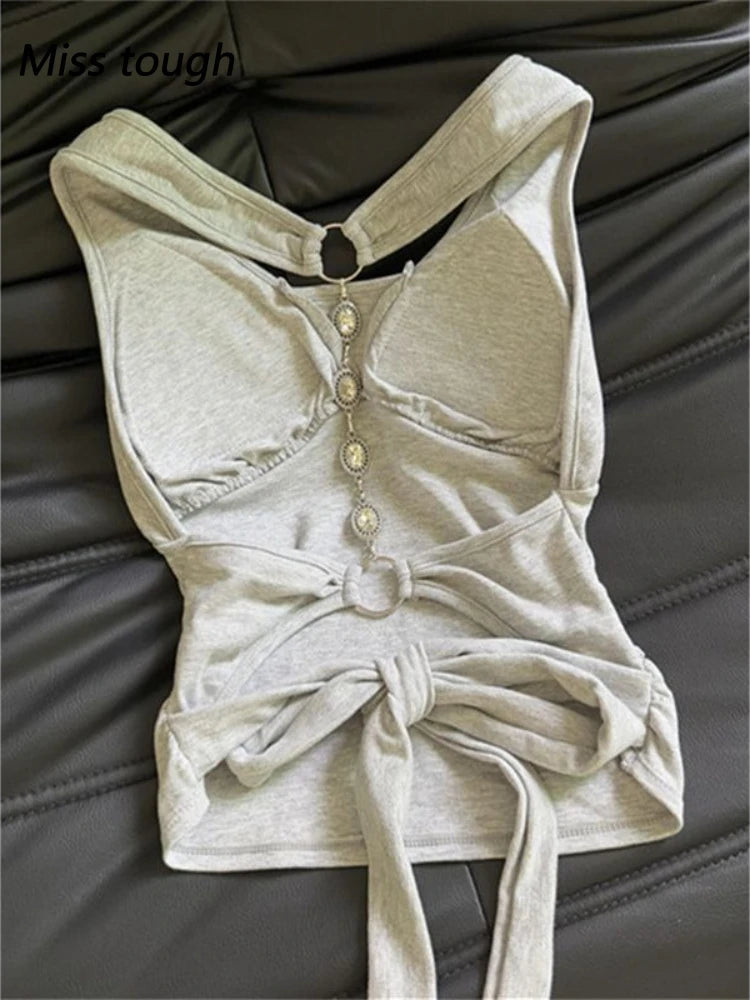Urban Edge: Casual Sleeveless Streetwear Crop