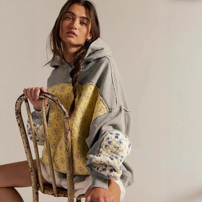 2025 Womens Patchwork Hoodie Leopard Print Drawstring Sweatshirt Casual Long Sleeve Pullover Top