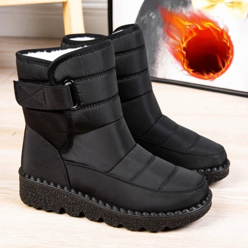 Plus Size Womens Boots Autumn Winter Ankle Flat Shoes Lace Up Retro Warm Booties Non Slip Mujer Botas