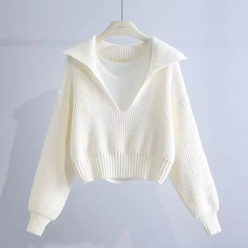 Cropped Ribbed Knit Sweater Outfit Trendy Fall Layering Aesthetic